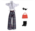 5 Pc Fashion Doll Plaid Black Pants, Clothes for Regular Dolls