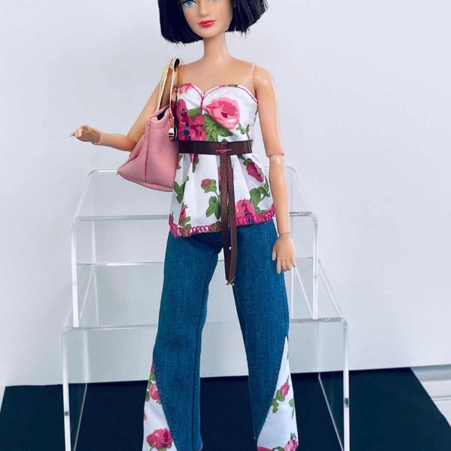 Fashion Doll Dress, Floral Outfit, Fits Curvy and Regular Dolls