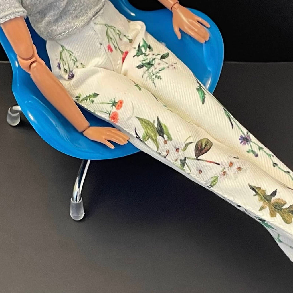 Floral Jean Doll Outfit: Green Long-sleeve Top and Shoes, Fits 11.5 inch Fashion Doll