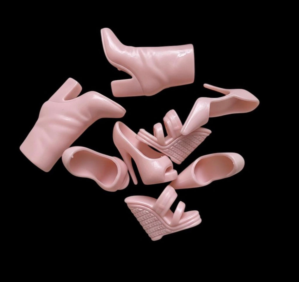 Creamy Brown or Pink High Heel Shoes - Fashion Doll Elegant Footwear, See Discription