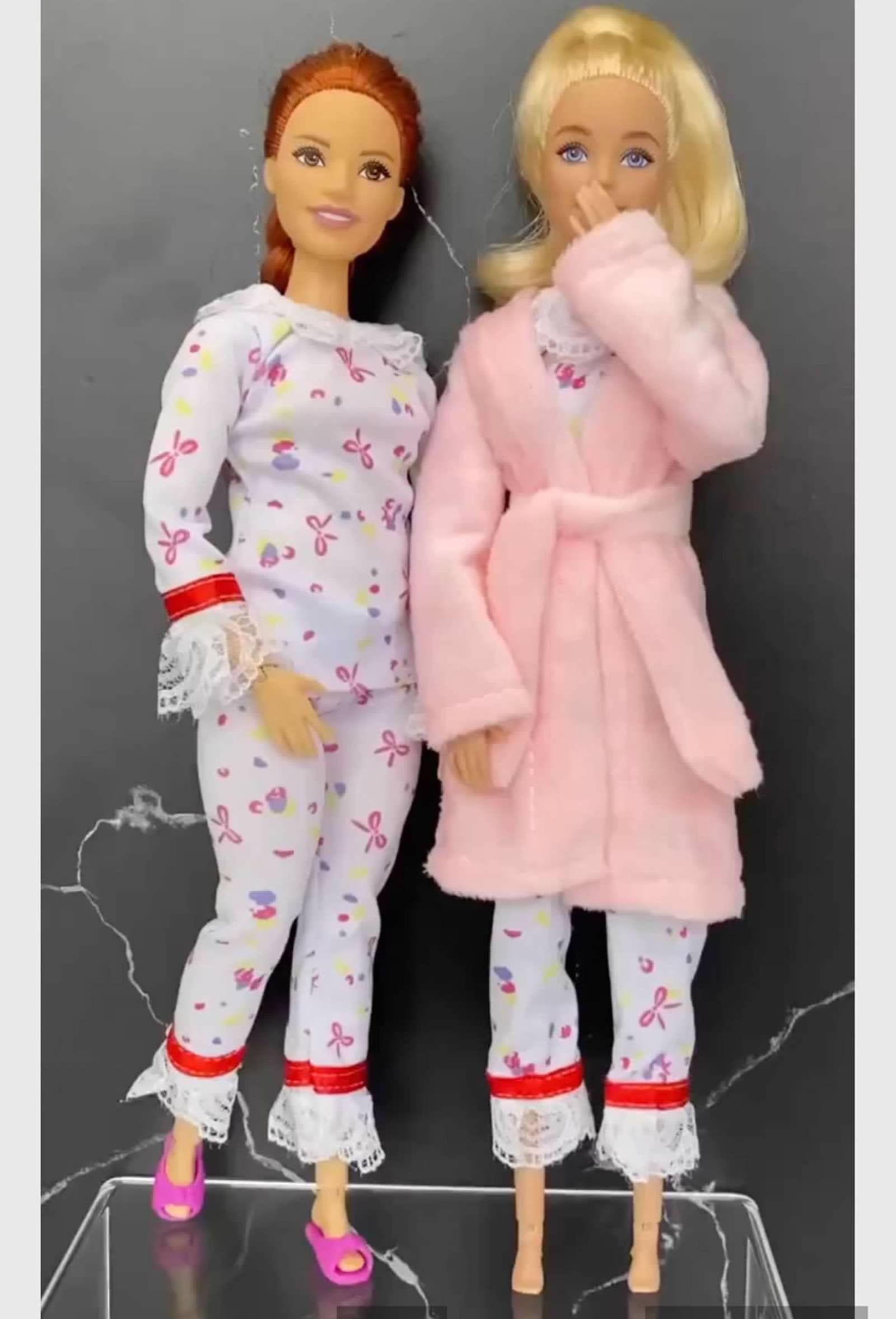 Doll Pajama Set: Pink Kitty Slippers, Robe & Accessories