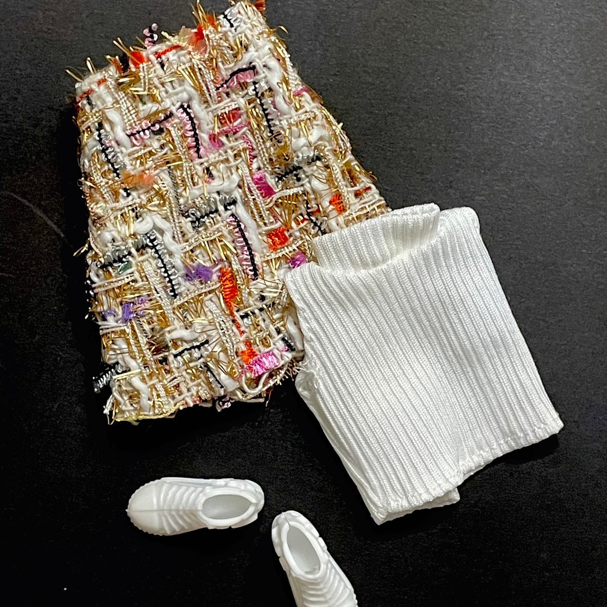 1:6 Scale, Regular Fashion Doll Clothes – Textured Skirts, Tops & Shoes