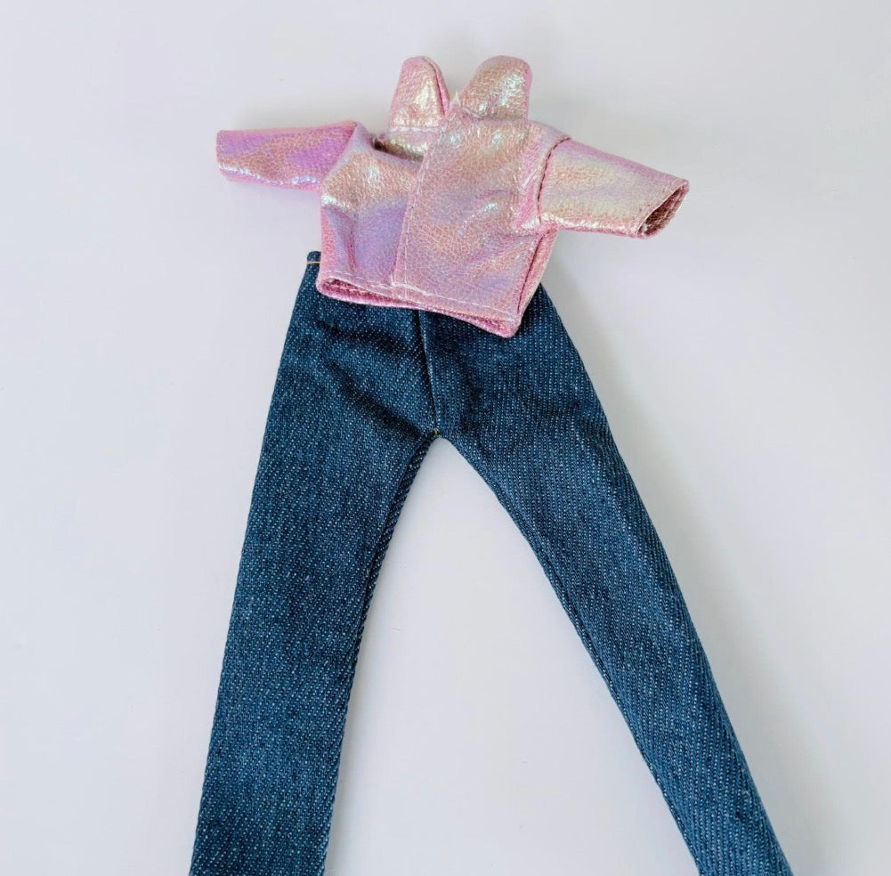Fashion Doll Crop Jacket and Jeans Set for 11.5" Dolls