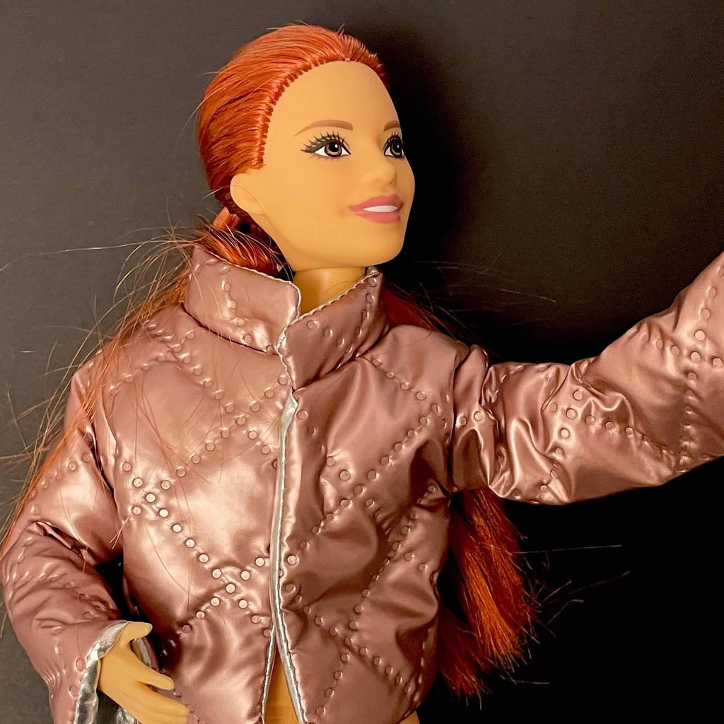 Pink Reversible Puffer Jacket with Silver Lining & UGG-Style Boots for 11.5-Inch Fashion Dolls – Fits Regular & Curvy