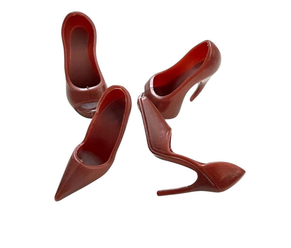 Creamy Brown or Pink High Heel Shoes - Fashion Doll Elegant Footwear, See Discription