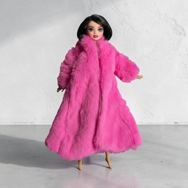 Fashion Doll Plush Pink Winter Coat: Faux Fur - Fits 11.5" Dolls