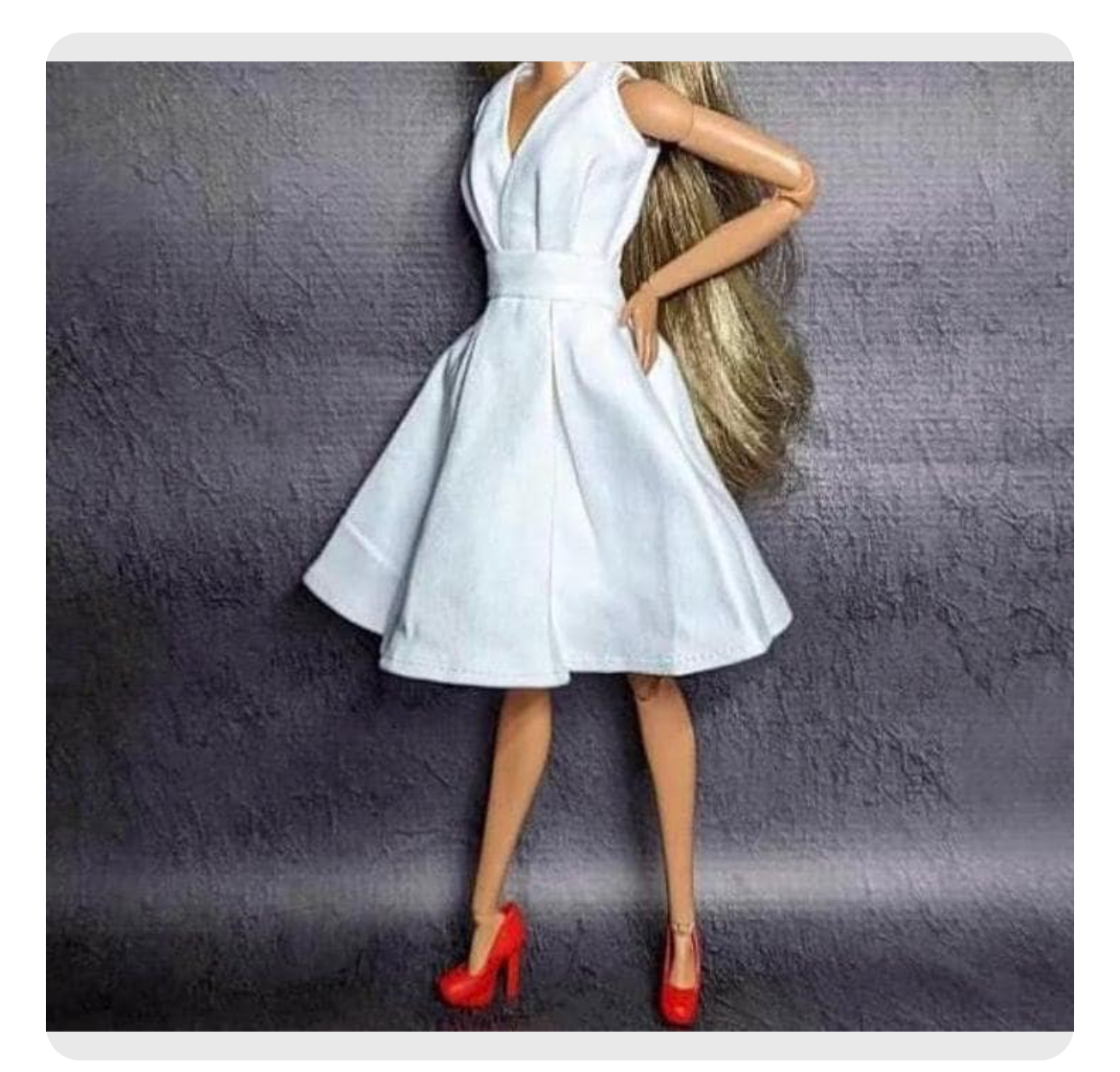 White Vintage Look Doll Dress for 11.5 inch Fashion Doll, Elegant Party Gown Set