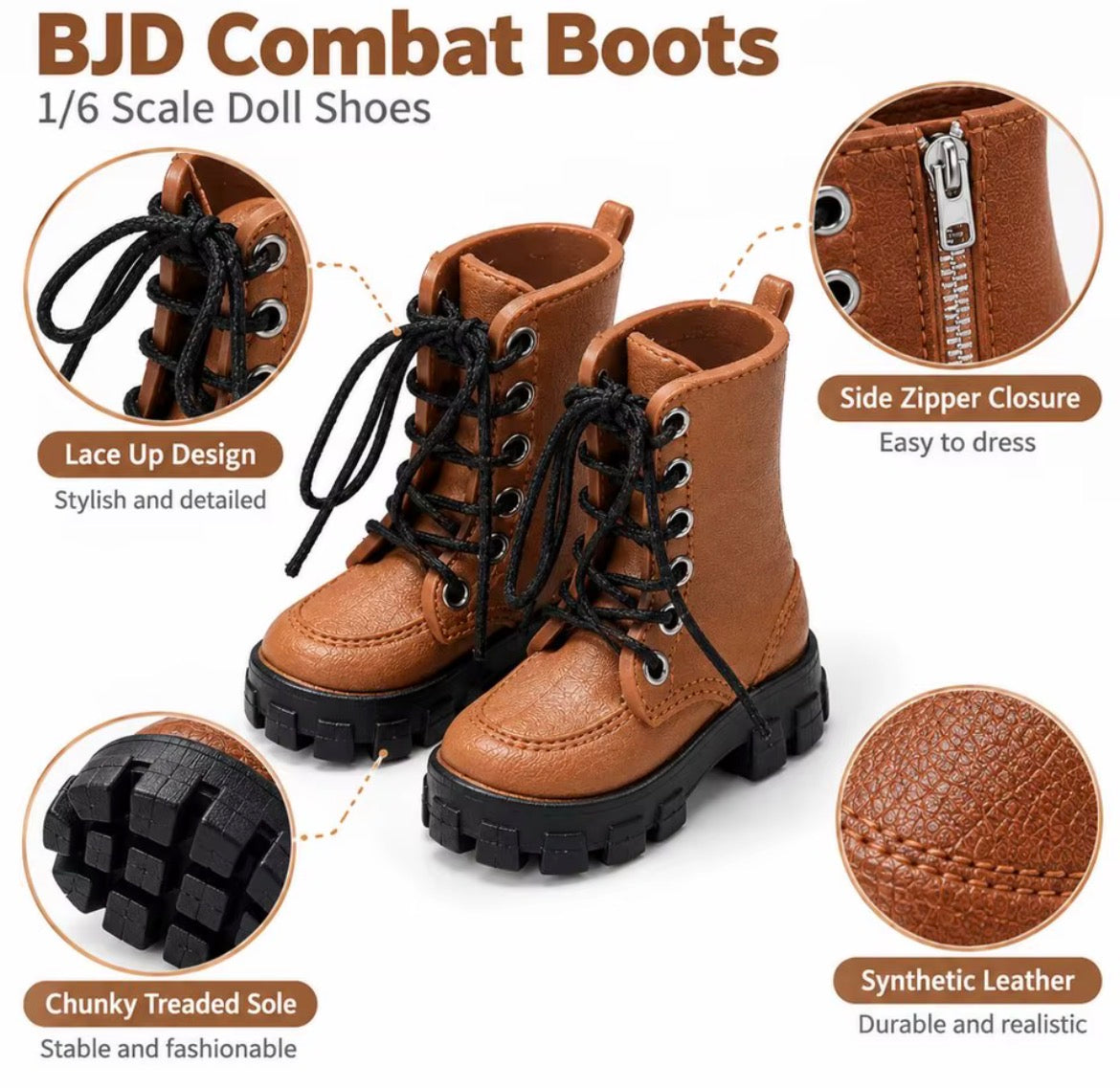 Fashion Doll Boots: 1/6 Scale Flat Feet Doll Boots Fits Curvy and Regular MTM BB Doll