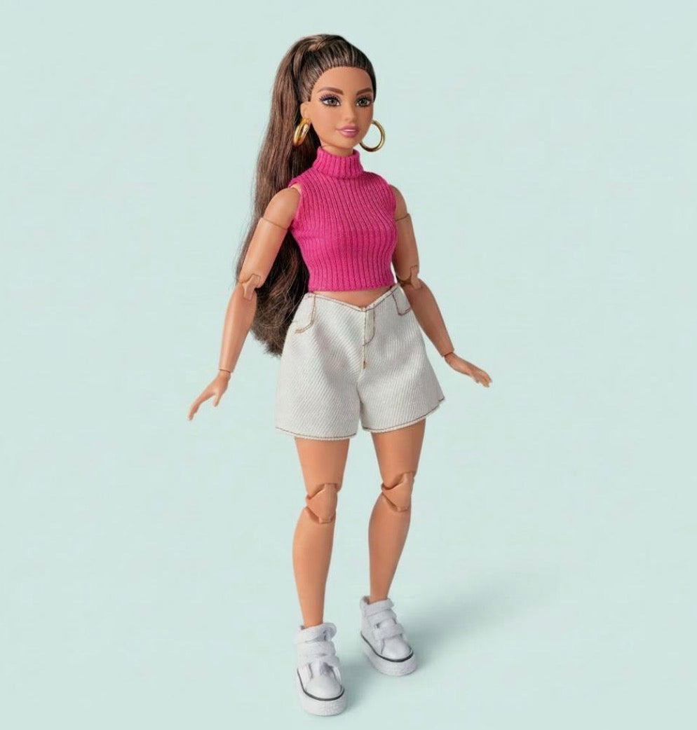Curvy Doll Clothes, Shorts, Tops, Jeans, 1:6 Scale