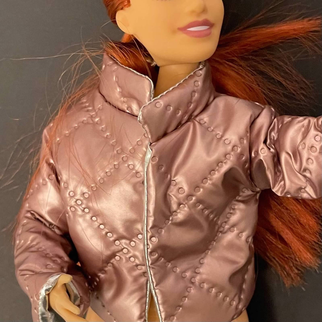 Pink Reversible Puffer Jacket with Silver Lining & UGG-Style Boots for 11.5-Inch Fashion Dolls – Fits Regular & Curvy