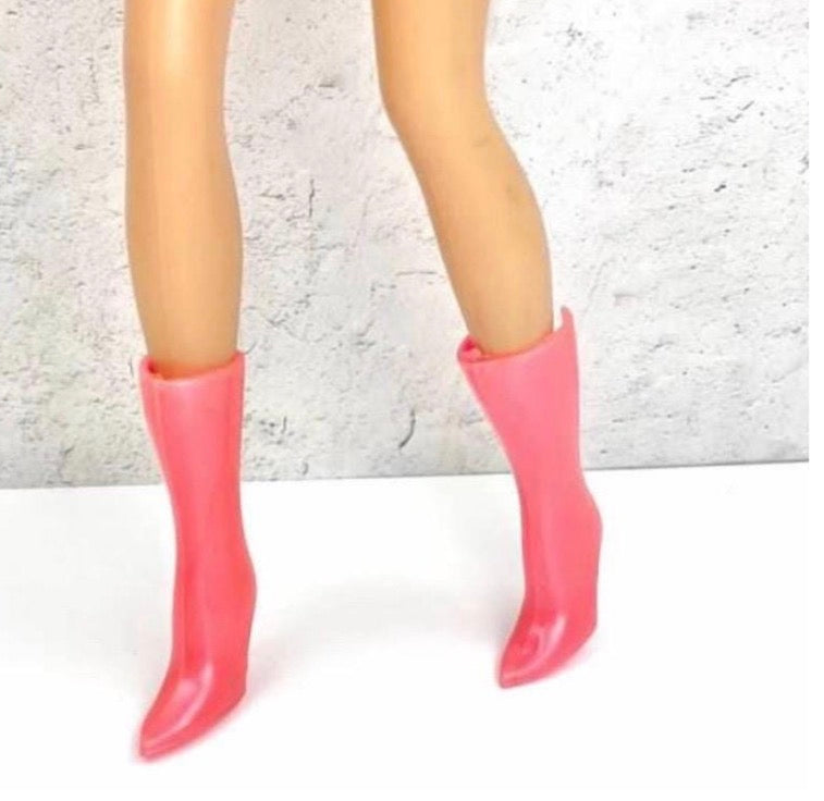 Fashion Doll Boots, 1:6 Scale, Black, Red, Pink, Purple, 4 Pair Set
