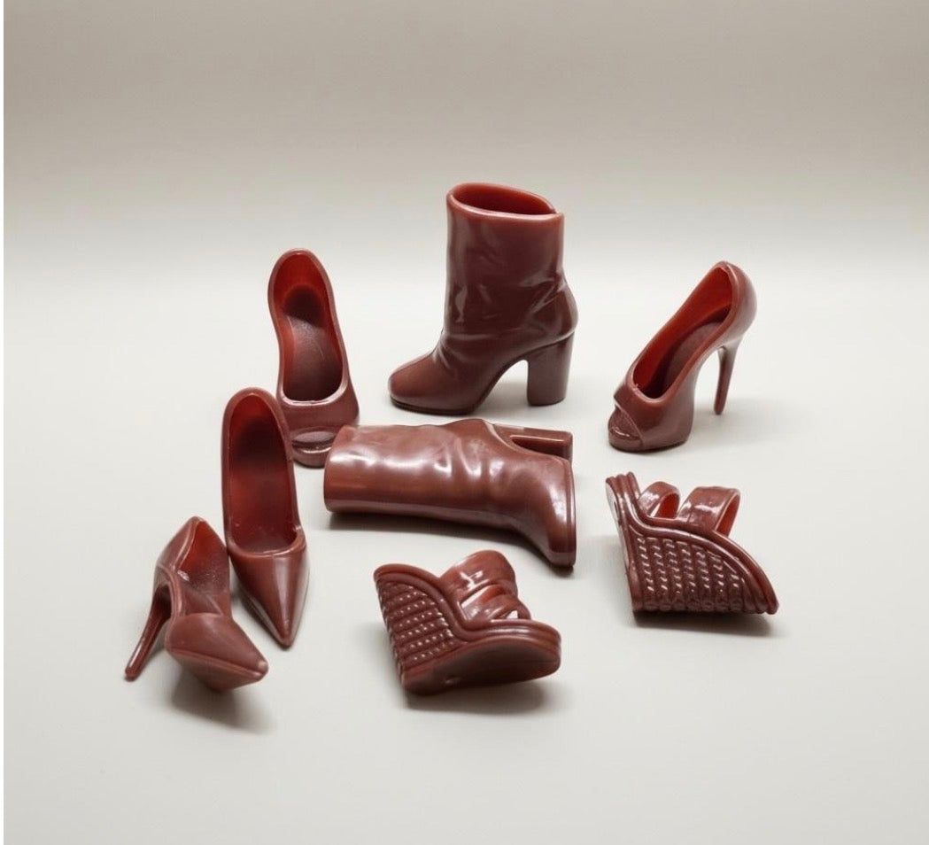 Creamy Brown or Pink High Heel Shoes - Fashion Doll Elegant Footwear, See Discription