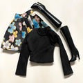 Regular Fashion Doll Floral Skirt Outfits – Boots & Knit Tops