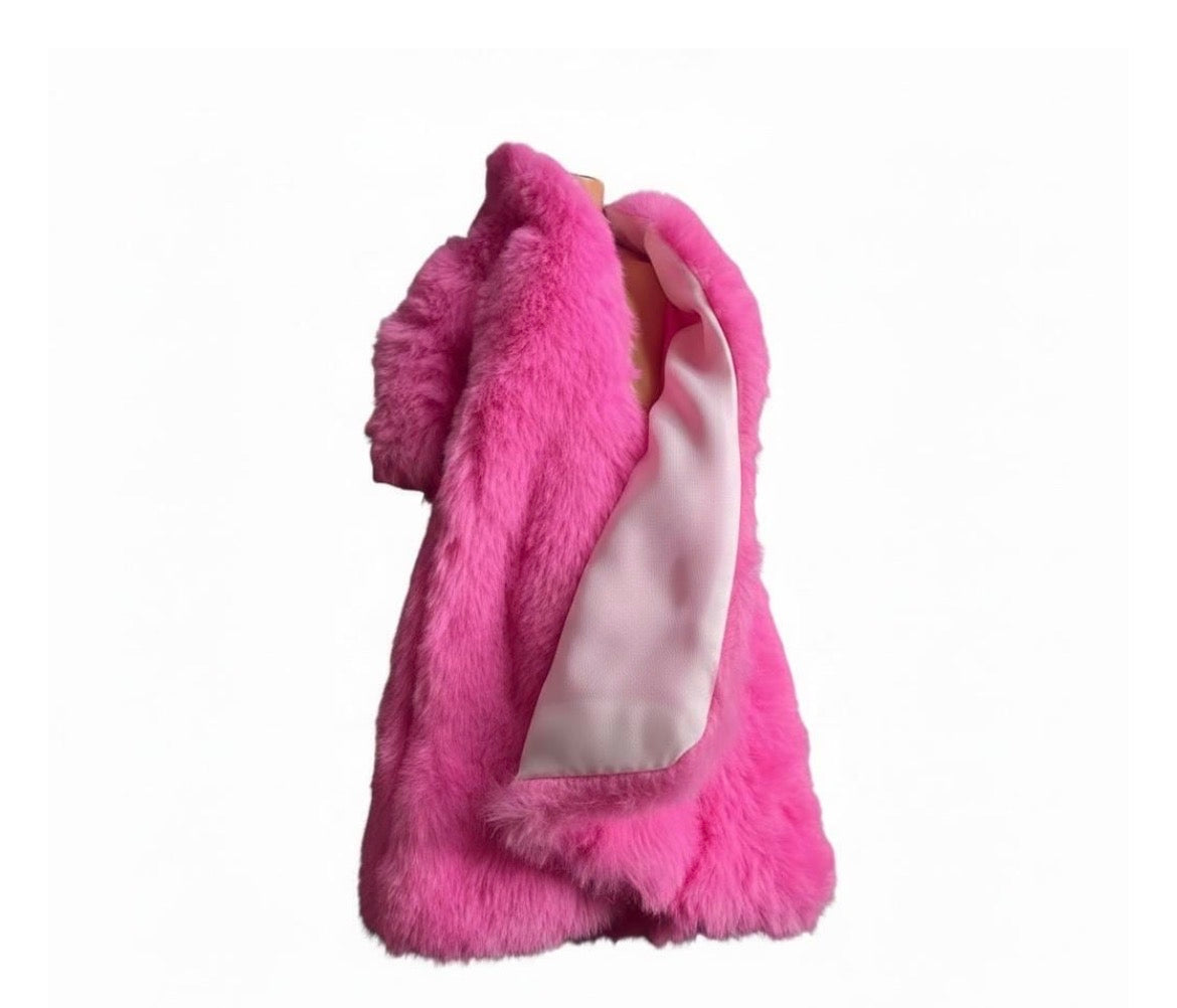 Fashion Doll Plush Pink Winter Coat: Faux Fur - Fits 11.5" Dolls