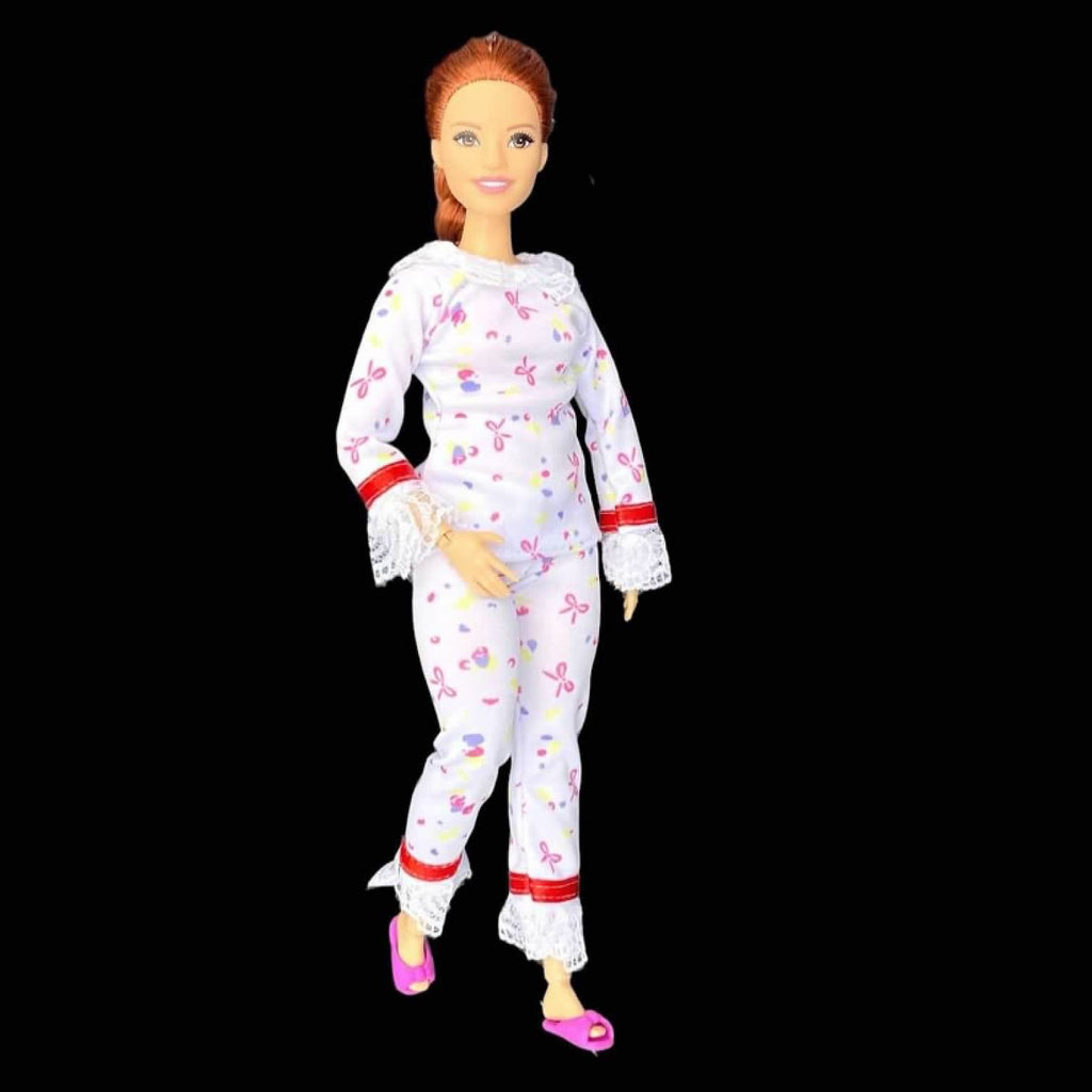 Doll Pajama Set: Pink Kitty Slippers, Robe & Accessories