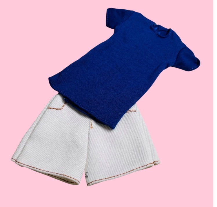 Curvy Doll Outfits and shoes, Denim Shorts, 11-12 inch Doll