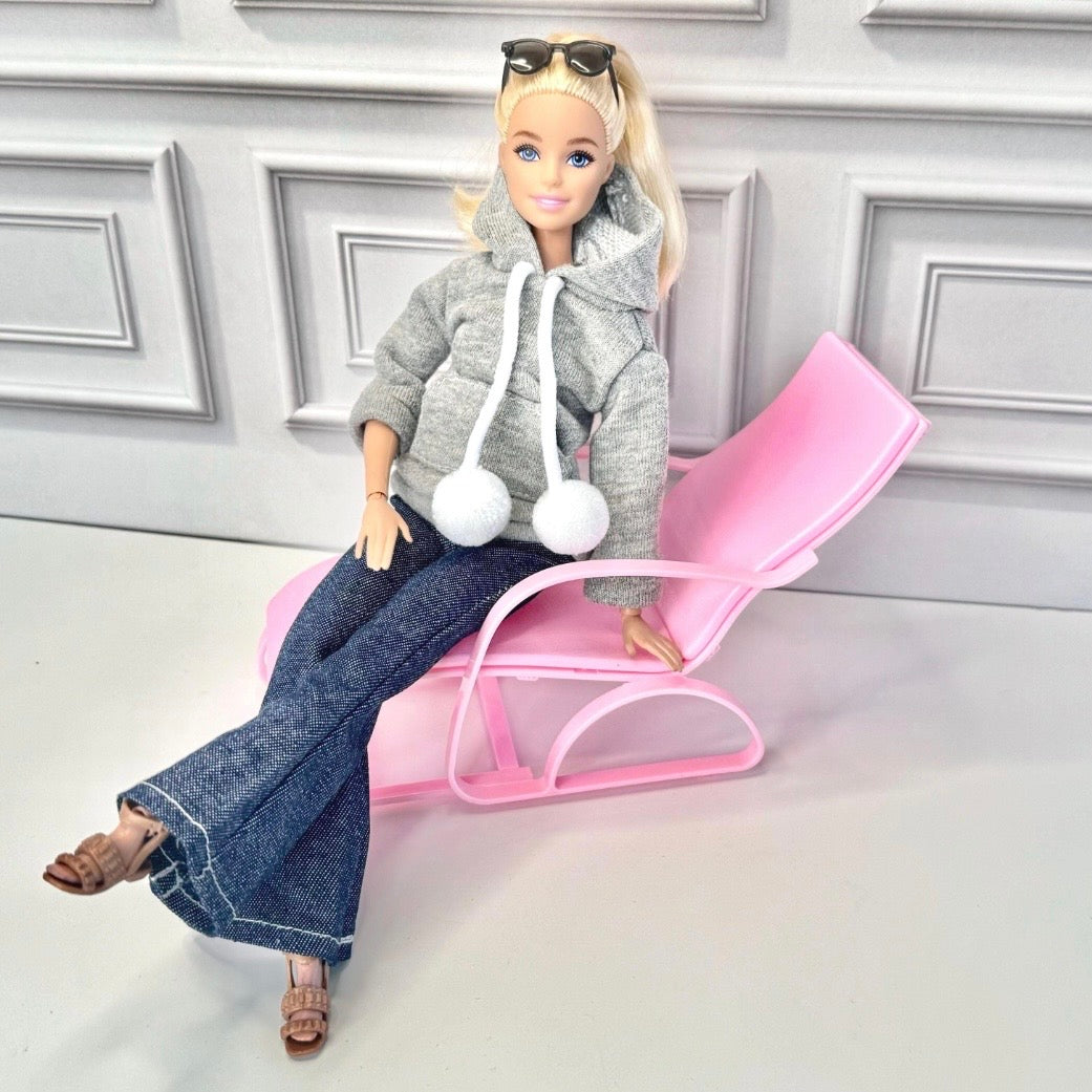 Doll Chair,  Lawn Picnic Outdoor Prop for Lounge Photos, Fashion Doll Poolside Furniture, 1:6 Scale