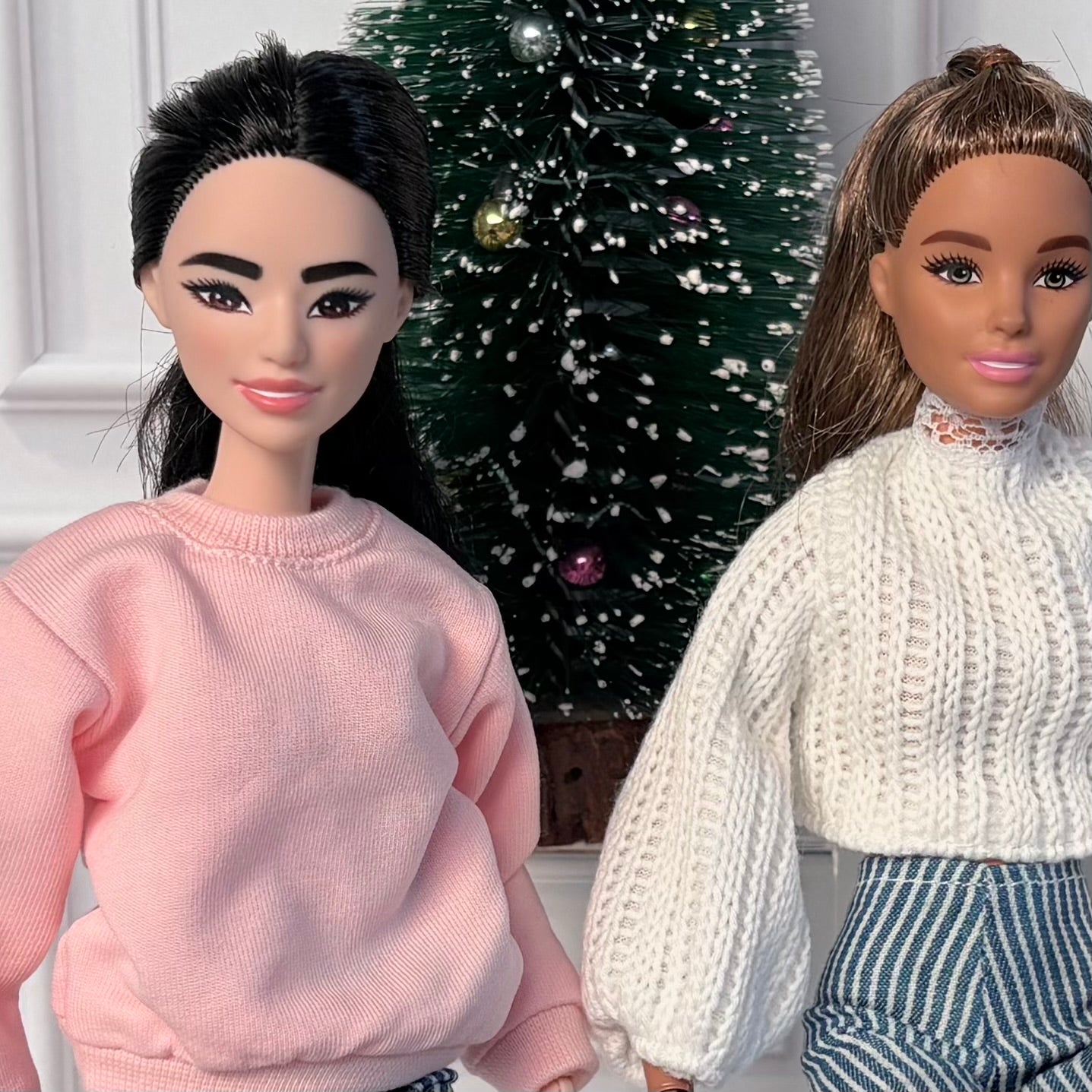 Striped Flare Jeans Doll Outfit – Sweater & Ankle Boots | Fits 11.5” Fashion Dolls