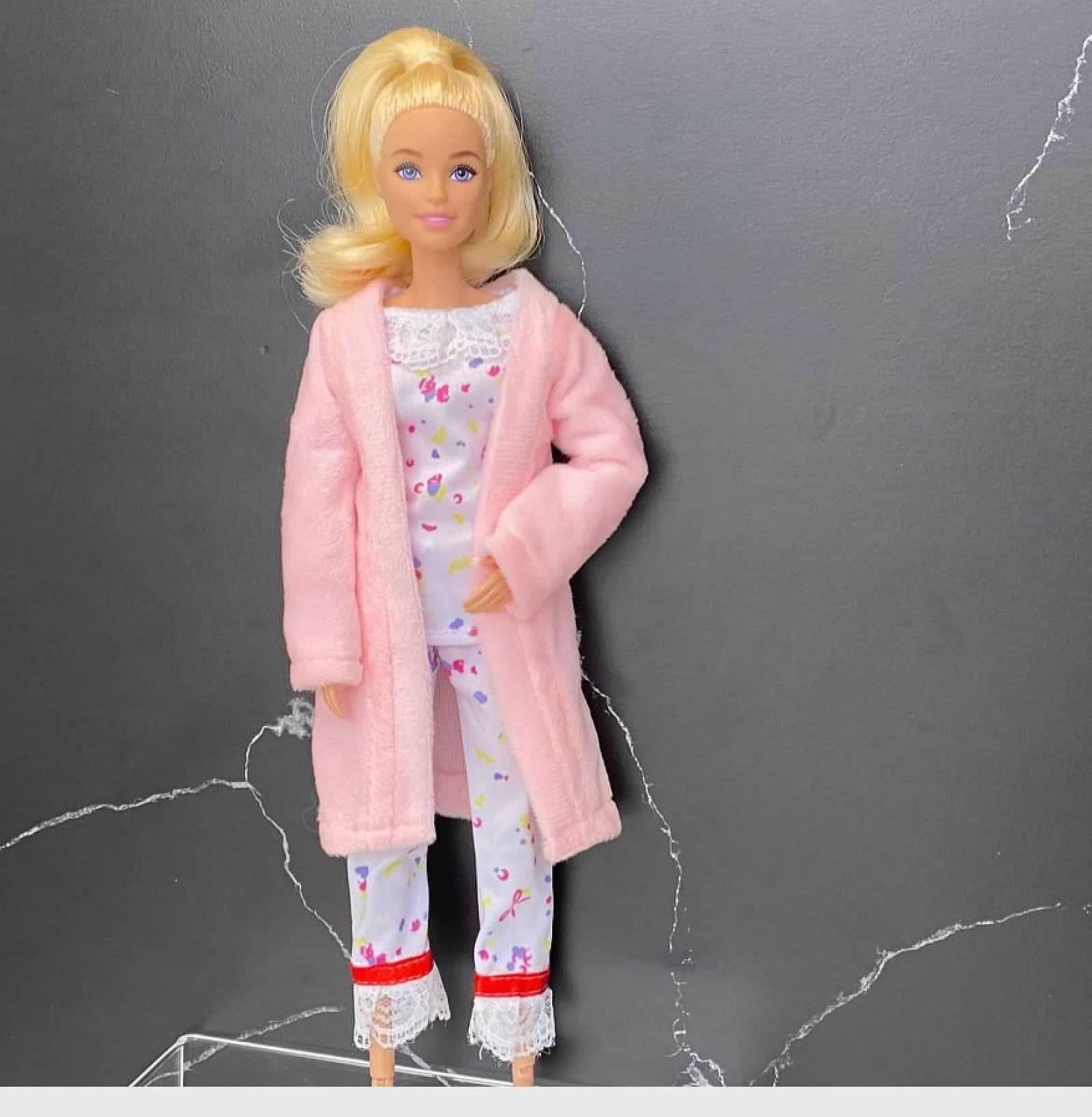Doll Pajama Set: Pink Kitty Slippers, Robe & Accessories