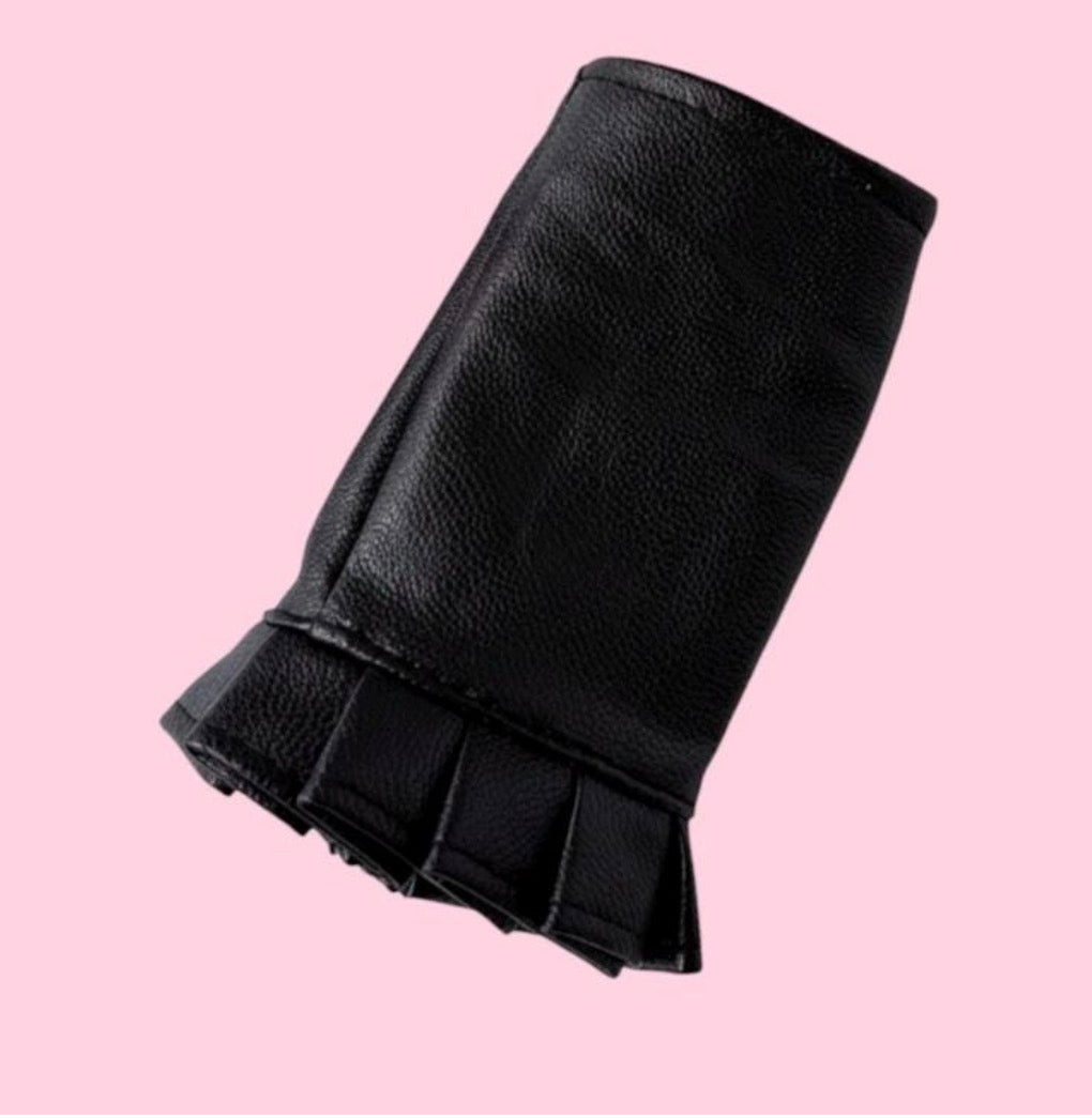Faux Leather doll outfit:  Skirts, Shoes, Sunglasses, Pink Platform Shoes for 11.5” Fashion Dolls