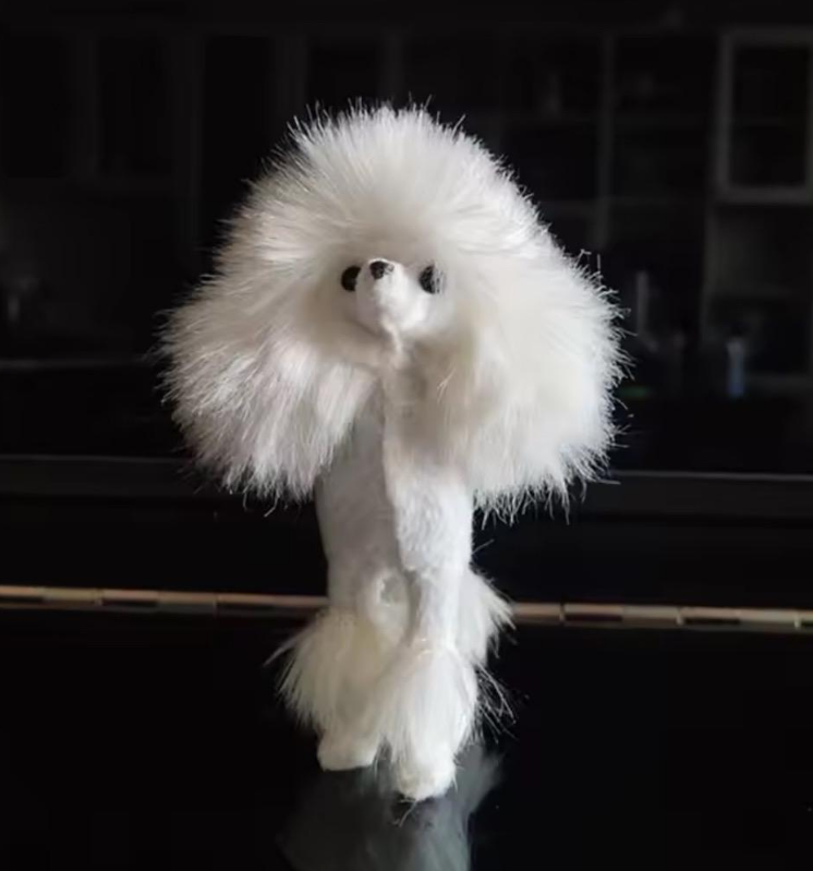 Poodle Pet for 11.5 inch Fashion Dolls Pink or White Faux Fur, 1:6 scale