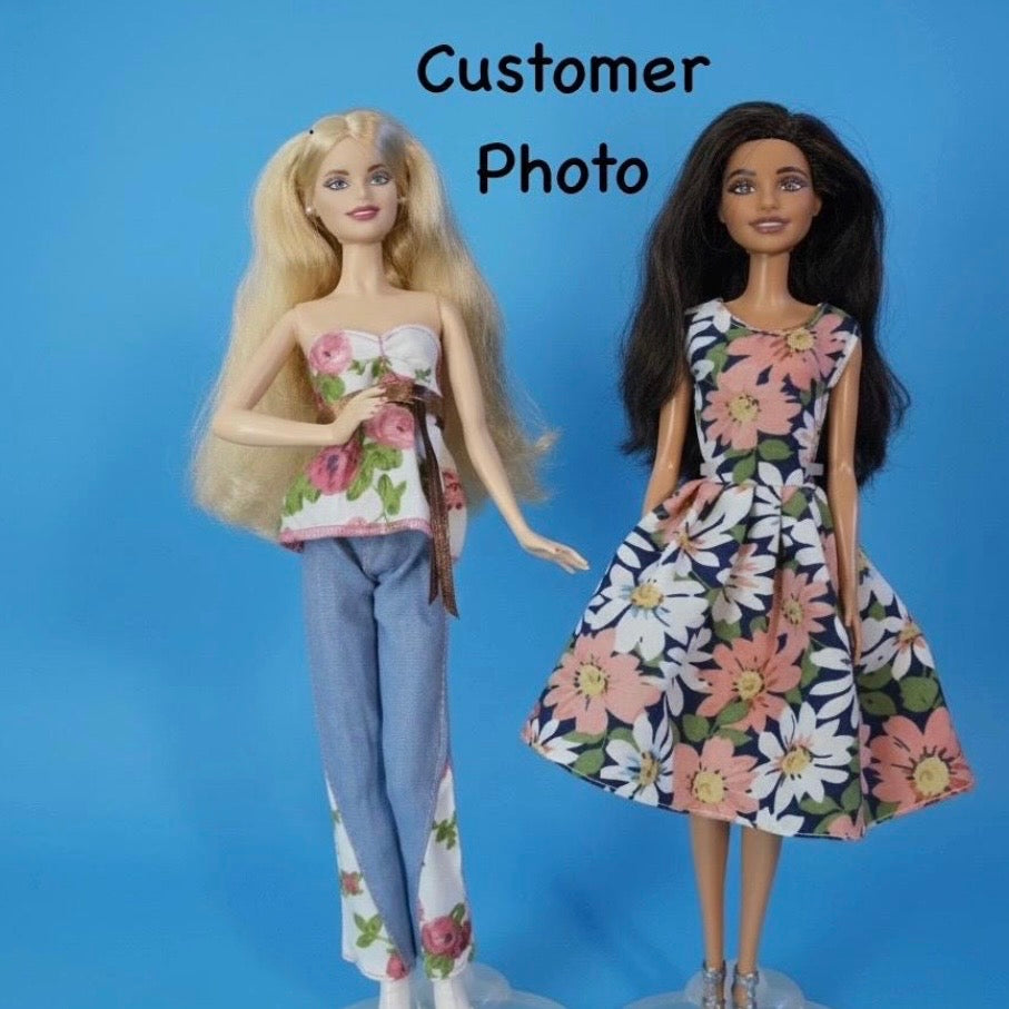 Fashion Doll Dress, Floral Outfit, Fits Curvy and Regular Dolls