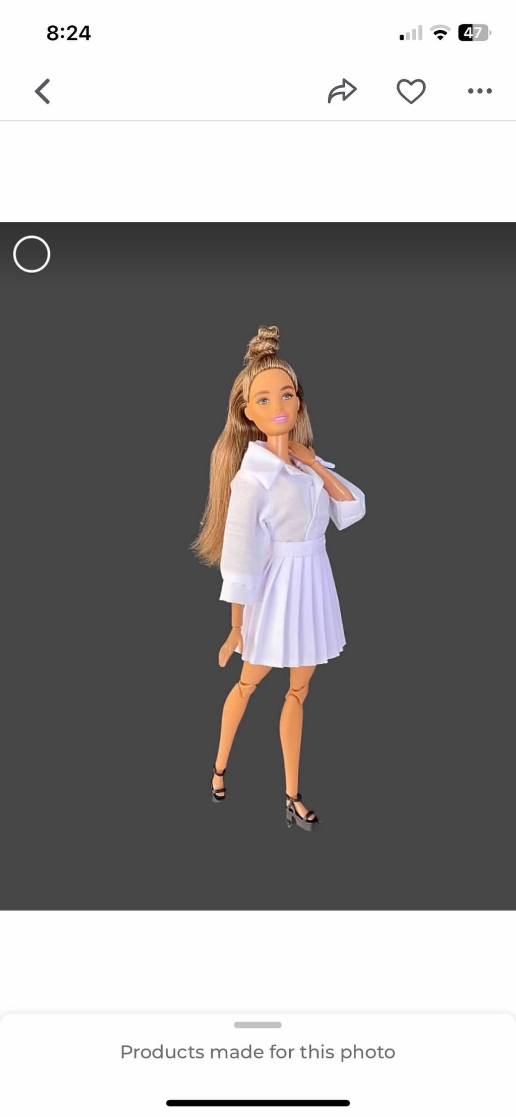 Pleated Doll Skirt: 1/6 Scale Black White  Clothing