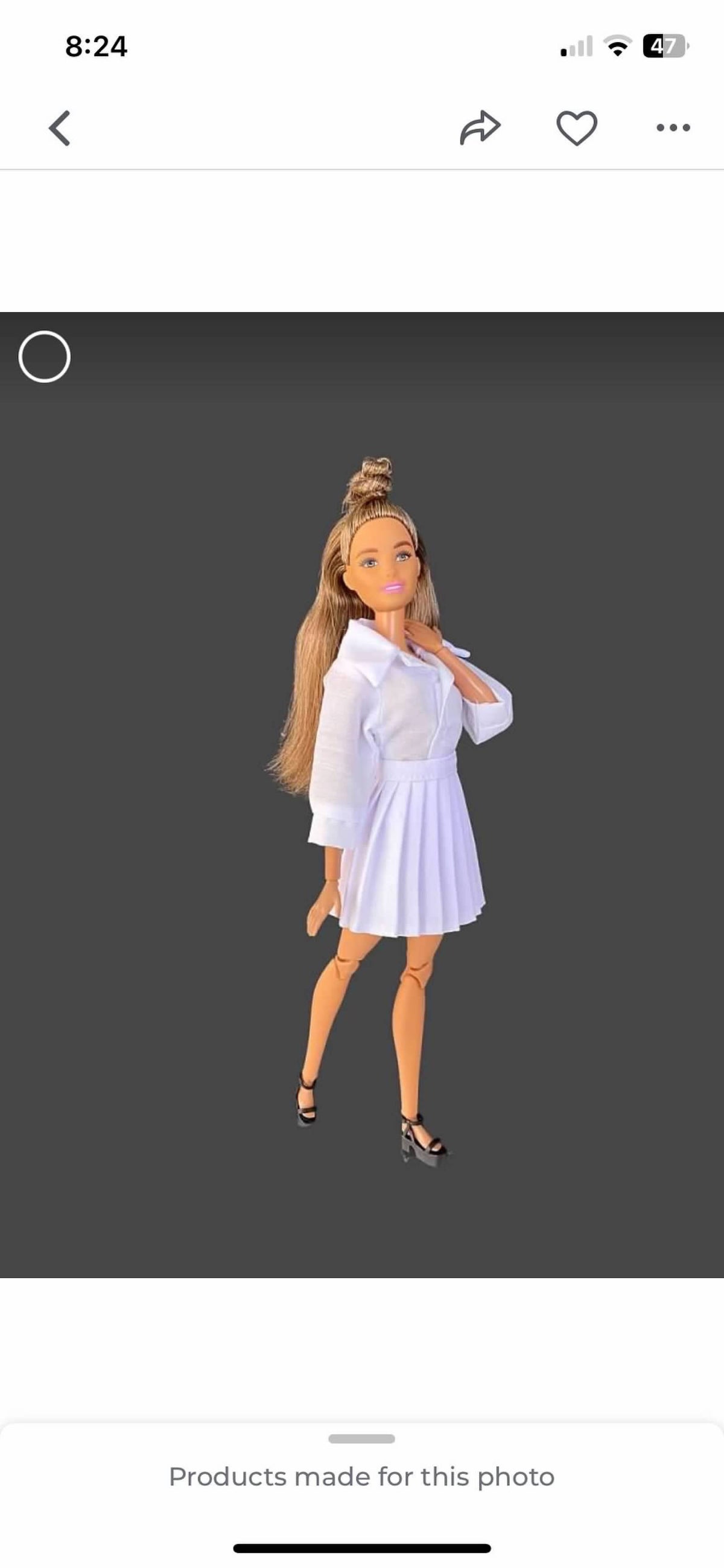 Pleated Doll Skirt: 1/6 Scale Black White  Clothing