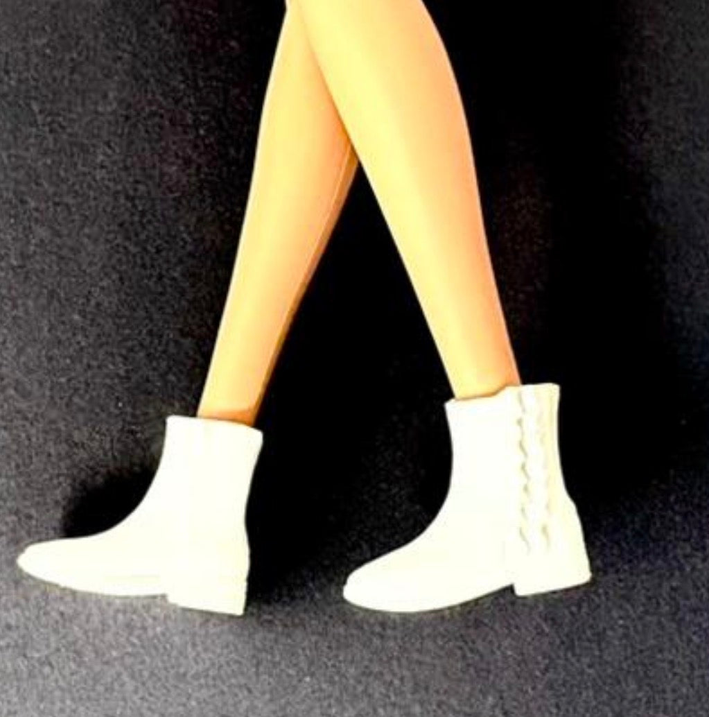 Fashion Doll Pink and White Boots, Black Sling backs High Heels