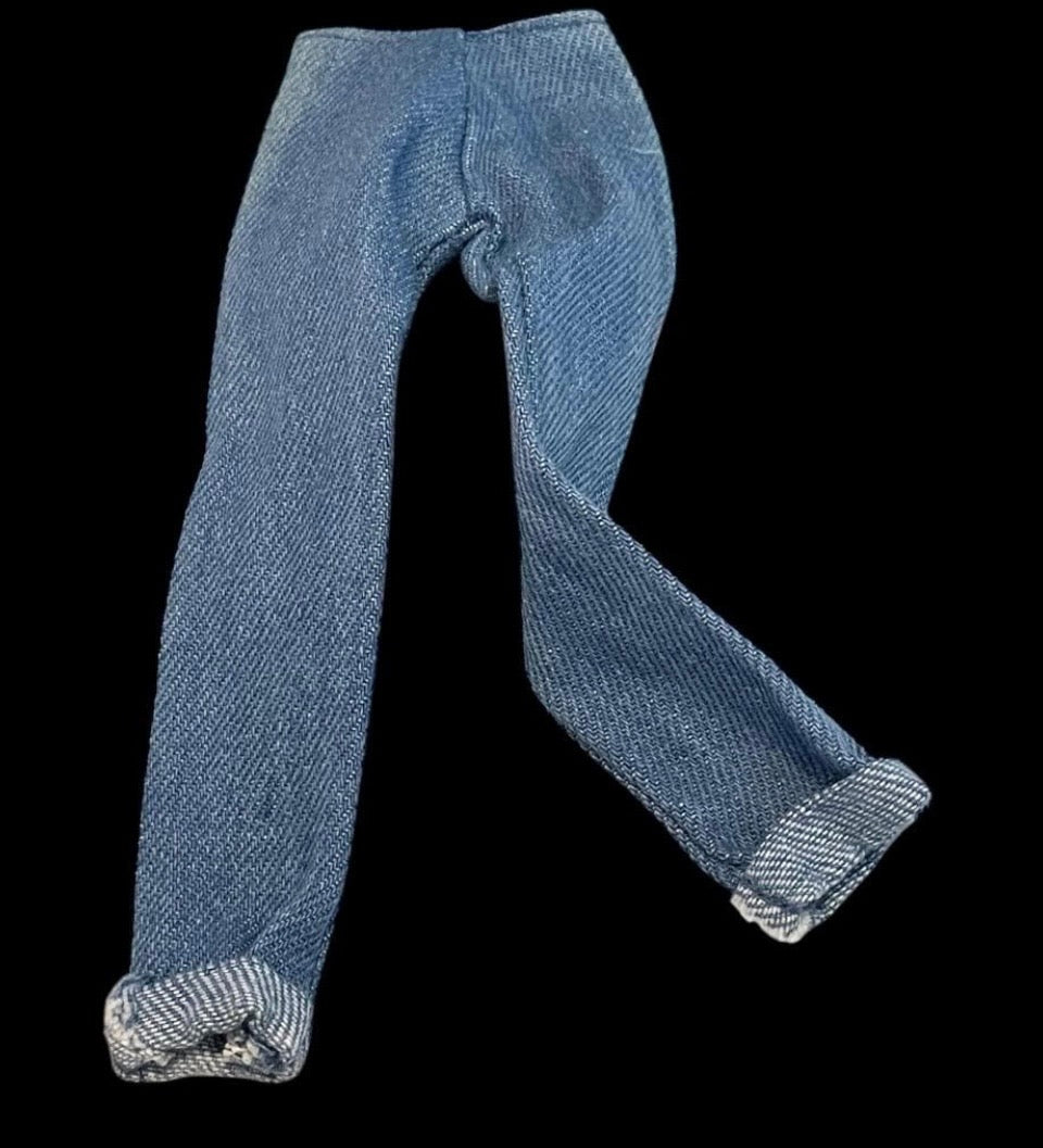 Flare Jean Doll Outfit: Pastel Rainbow Top and Chic Big Bell Jeans, Fits 11.5 inch Fashion Doll