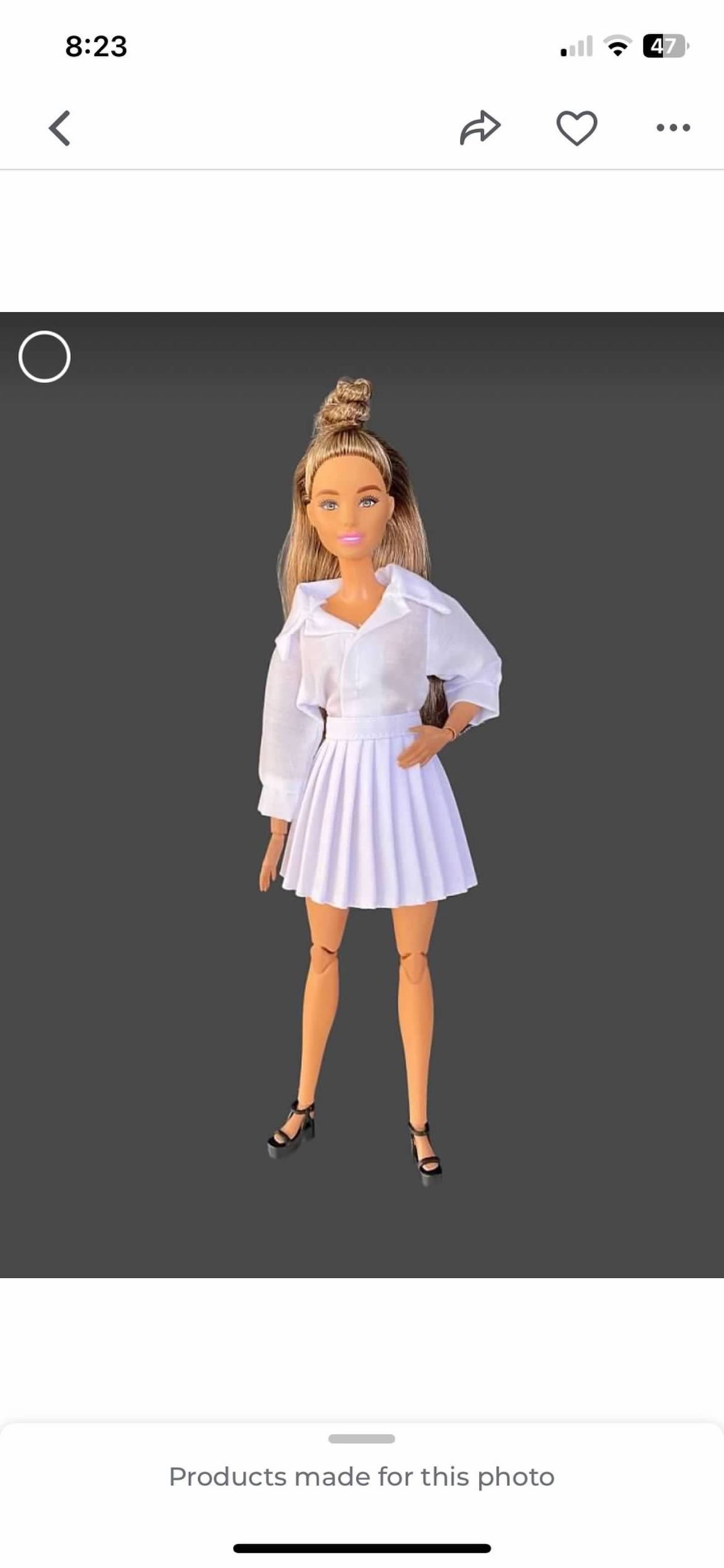 Pleated Doll Skirt: 1/6 Scale Black White  Clothing