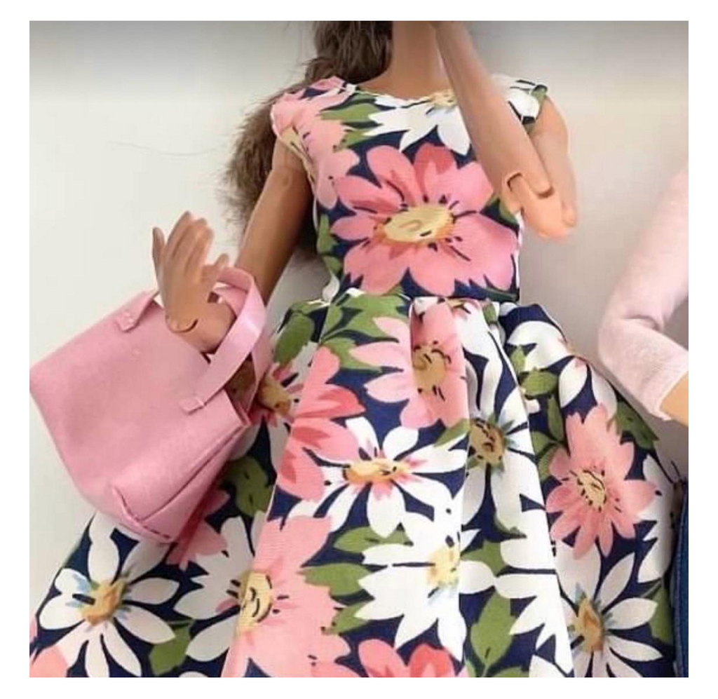 Fashion Doll Dress, Floral Outfit, Fits Curvy and Regular Dolls