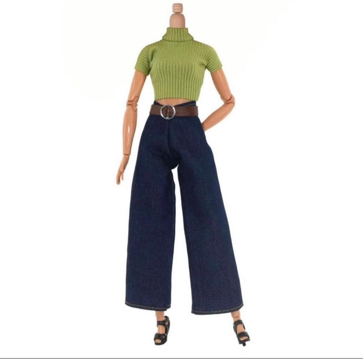 New Fashion Doll Outfit; Wide Leg Pants, Belt and Top, 1/6 Scale Doll Clothes