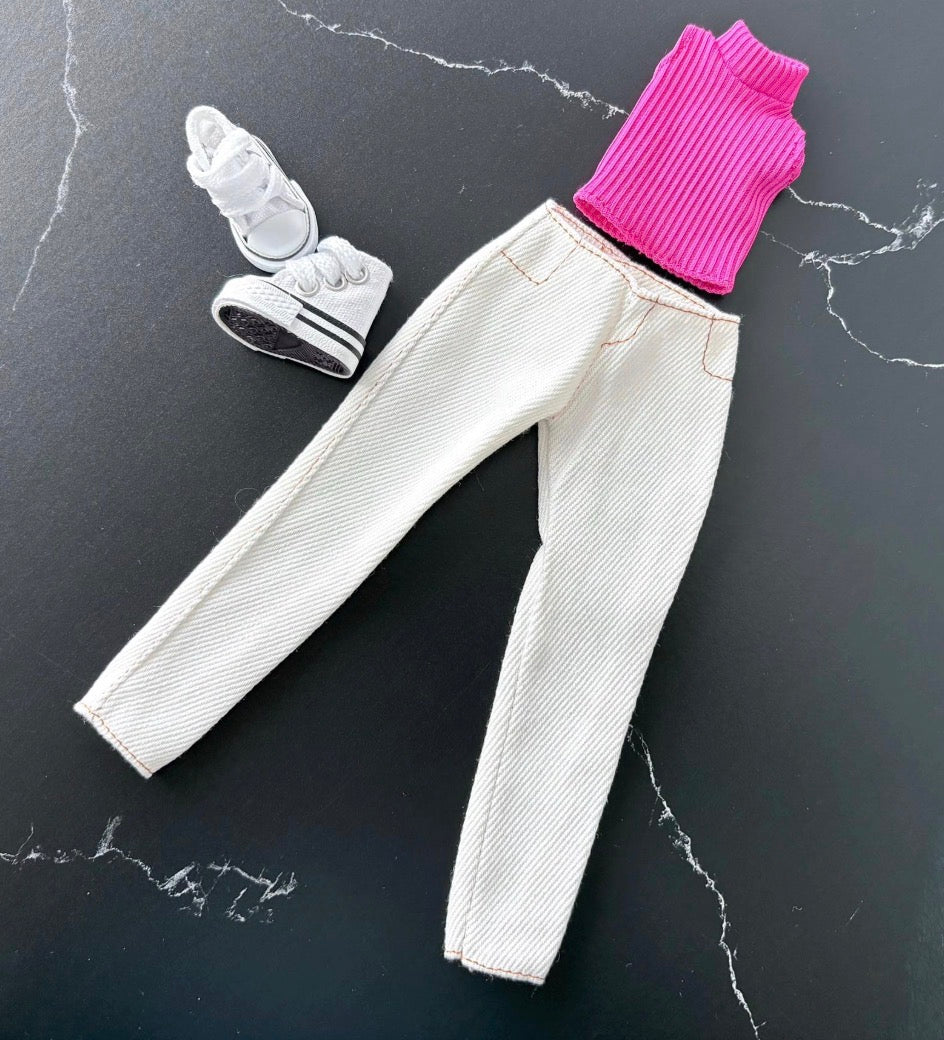 Curvy Doll Clothes, Shorts, Tops, Jeans, 1:6 Scale