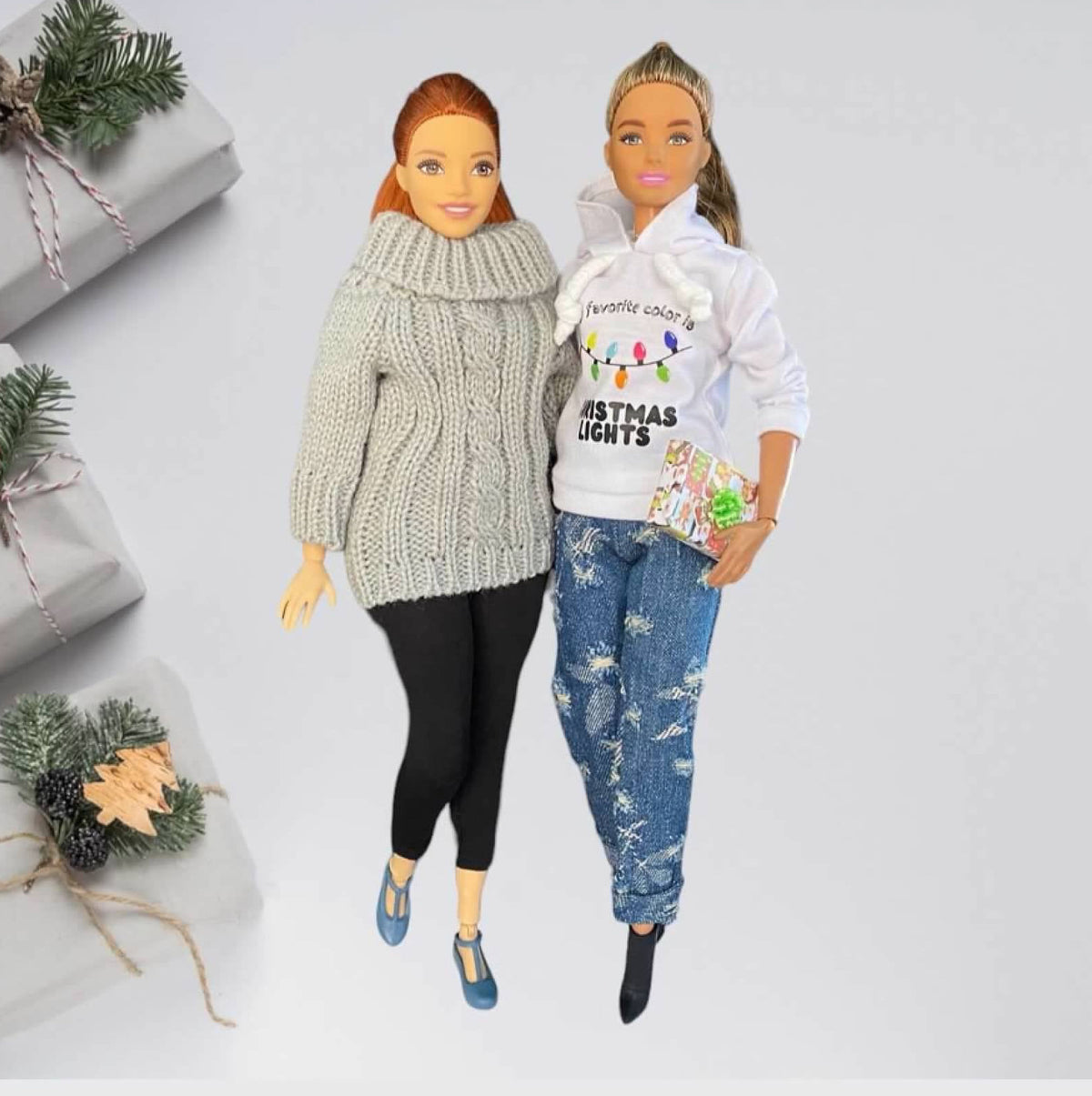 Doll Clothes 1:6 Scale, Pink Cable Knit Sweater, Curvy and Regular Fit