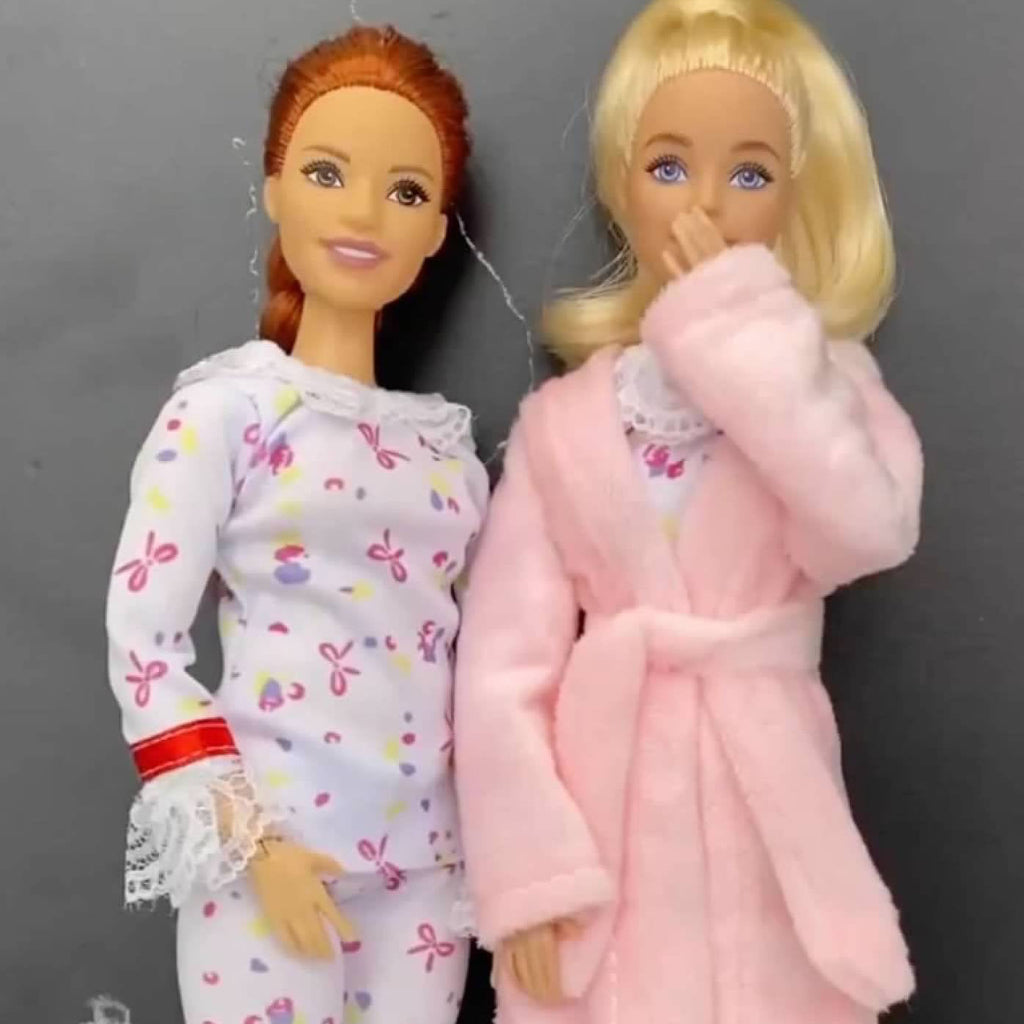 Doll Pajama Set: Pink Kitty Slippers, Robe & Accessories