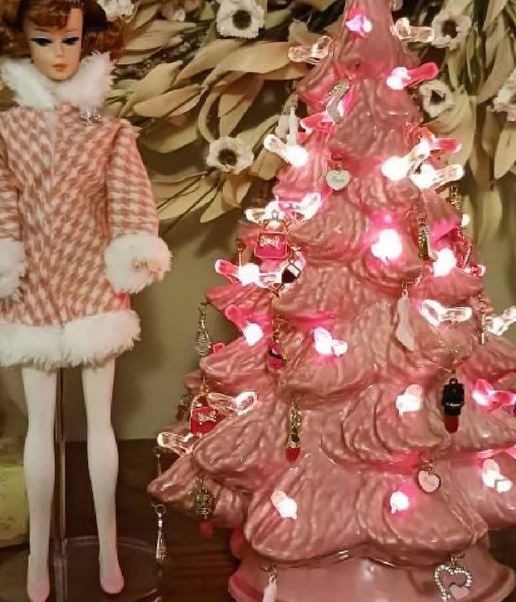 Pink Hounds Tooth Doll Coat, Made to Move and Older, Boots, stockings and leggings,￼ Fits MTM 11.5" Fashion Doll