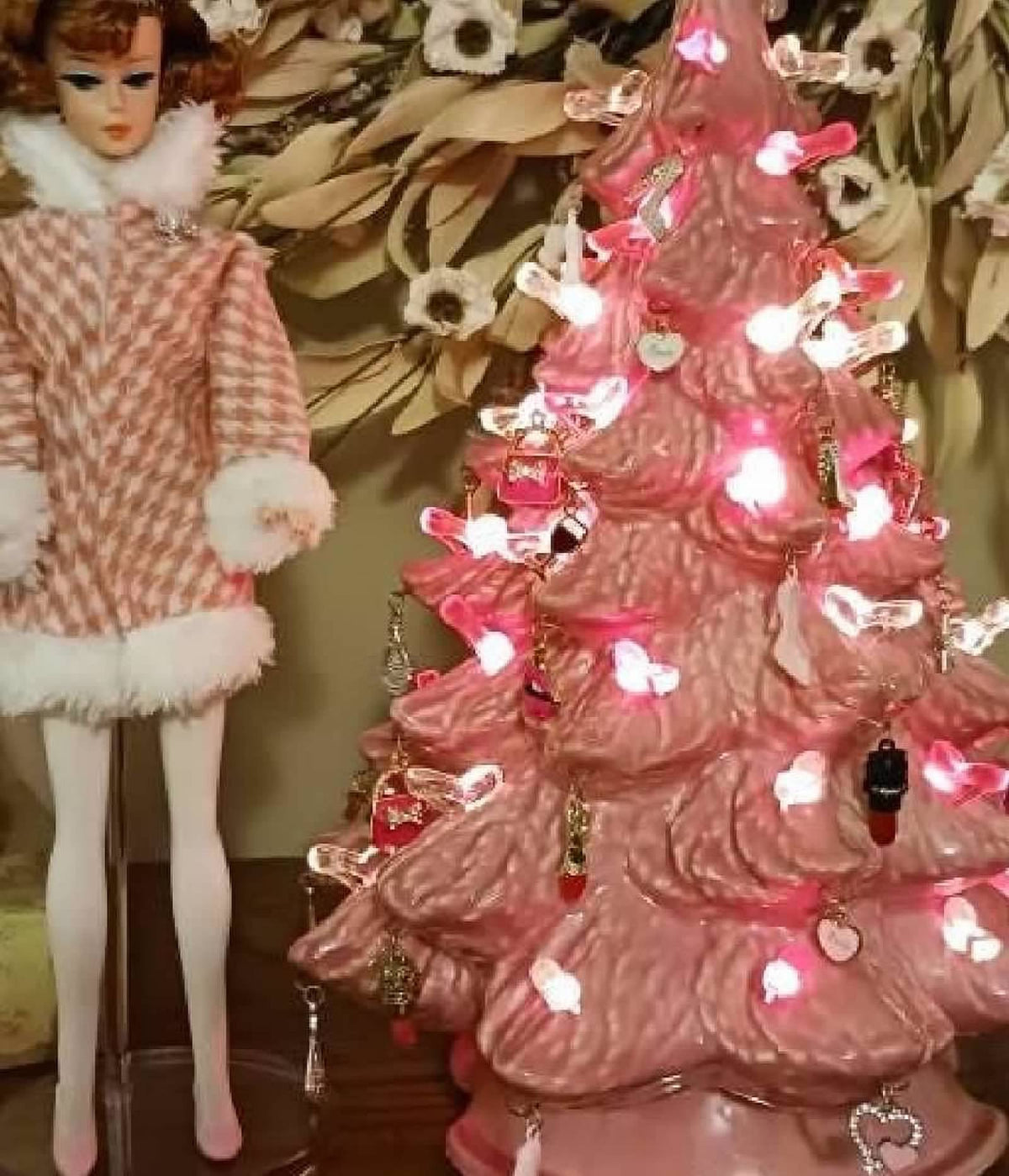 Pink Hounds Tooth Doll Coat, Made to Move and Older, Boots, stockings and leggings,￼ Fits MTM 11.5" Fashion Doll