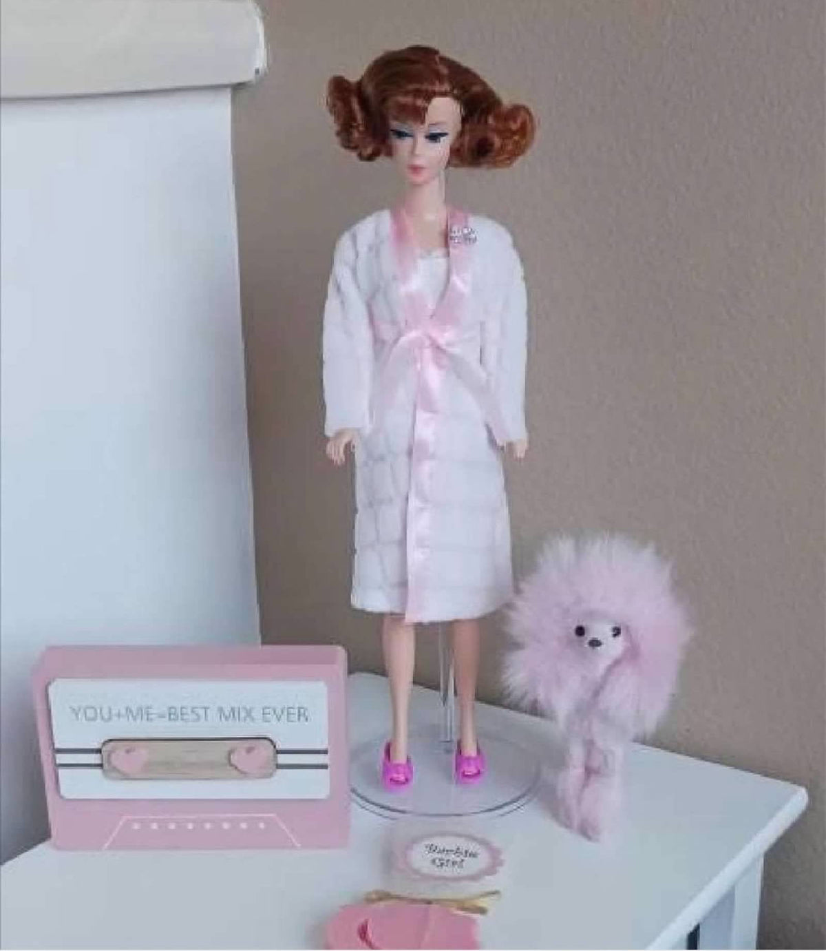 Doll Pajama Set: Pink Kitty Slippers, Robe & Accessories