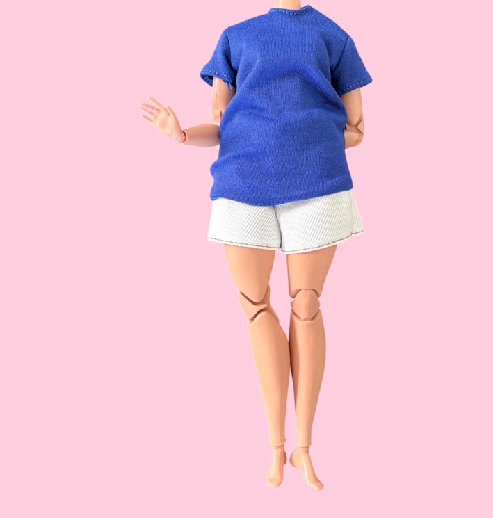 Curvy Doll Outfits and shoes, Denim Shorts, 11-12 inch Doll