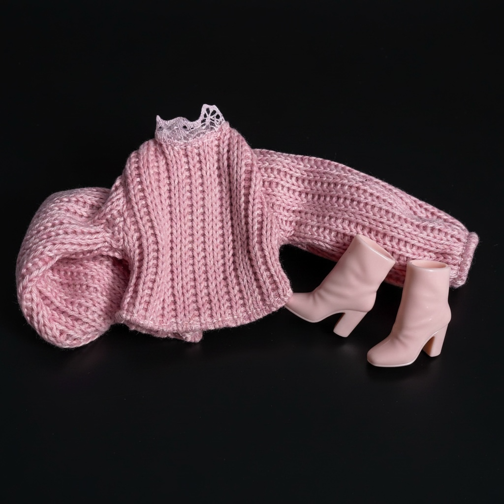 Striped Flare Jeans Doll Outfit – Sweater & Ankle Boots | Fits 11.5” Fashion Dolls