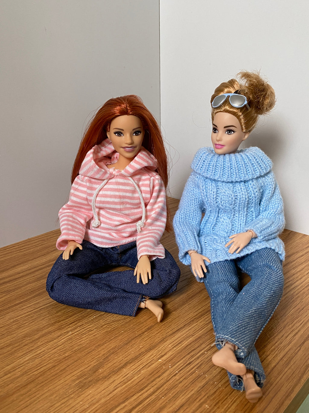 Doll Outfits and Sweaters, Doll Clothing set, White Sneakers, Accessory Options