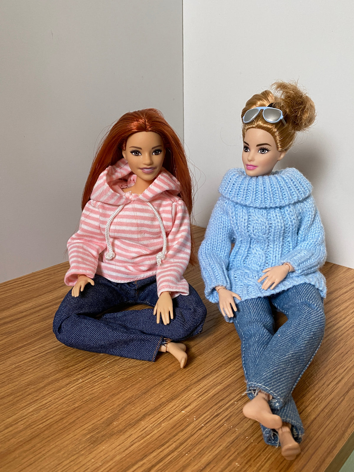 Doll Outfits and Sweaters, Doll Clothing set, White Sneakers, Accessory Options