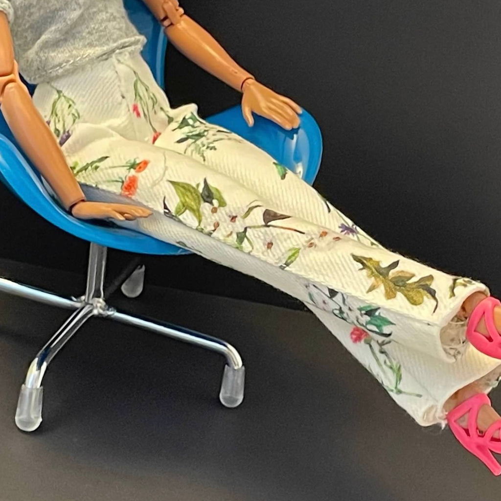 Floral Jean Doll Outfit: Green Long-sleeve Top and Shoes, Fits 11.5 inch Fashion Doll