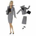 Houndstooth Doll Outfit with Knit Top and Midi Skirt Fits 11.5 Inch Fashion Dolls Outfit: Faux Leather Jacket, Boots - 1/6 Scale