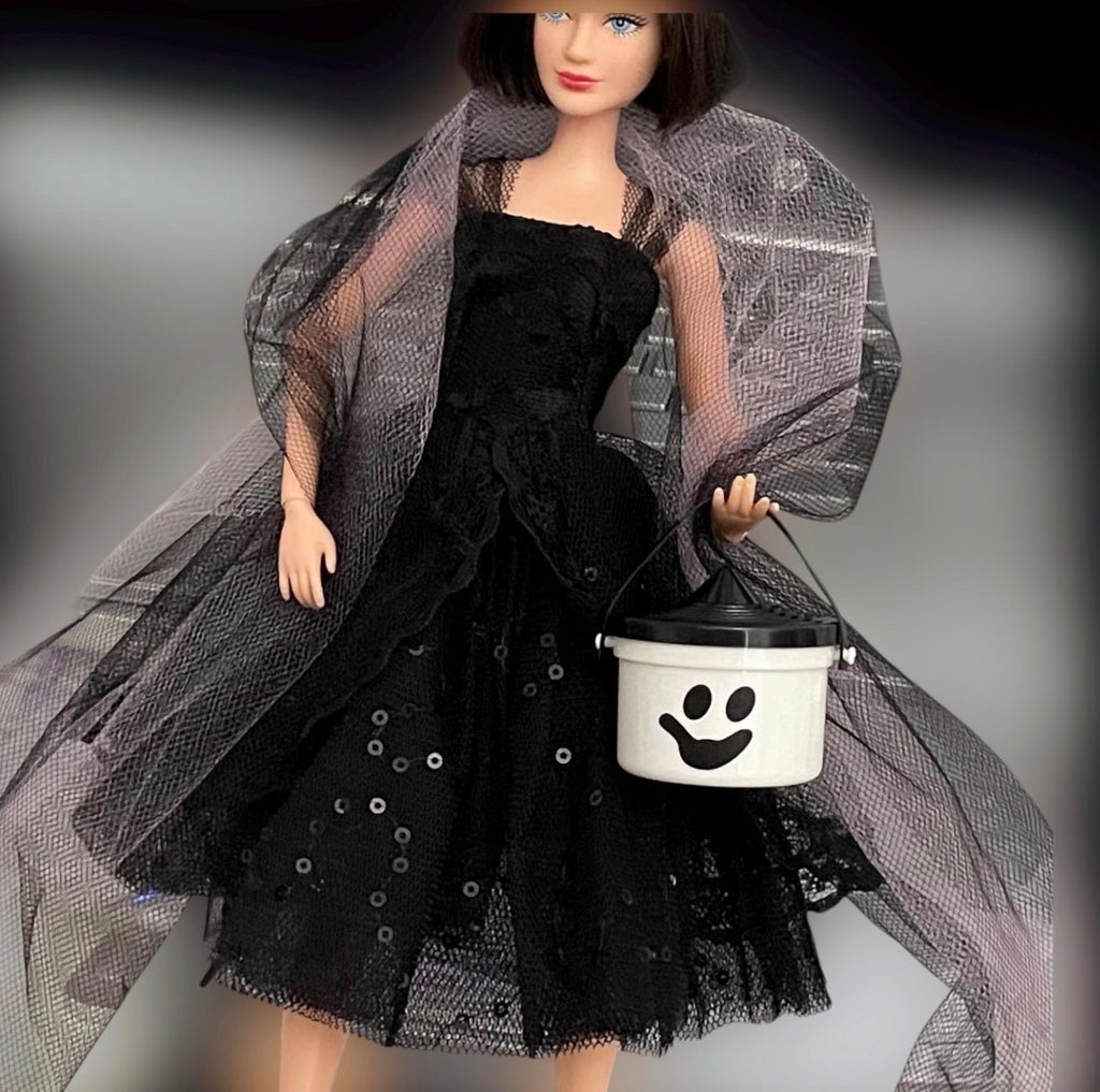 Fashion Doll Black Taffeta Dress Halloween MINI Boo Buckets