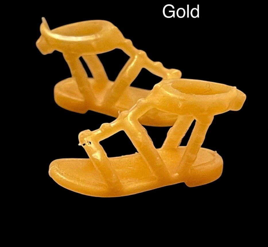 Fashion Doll Sandals: Black, Gold, Green, Pink MTM Doll Shoes