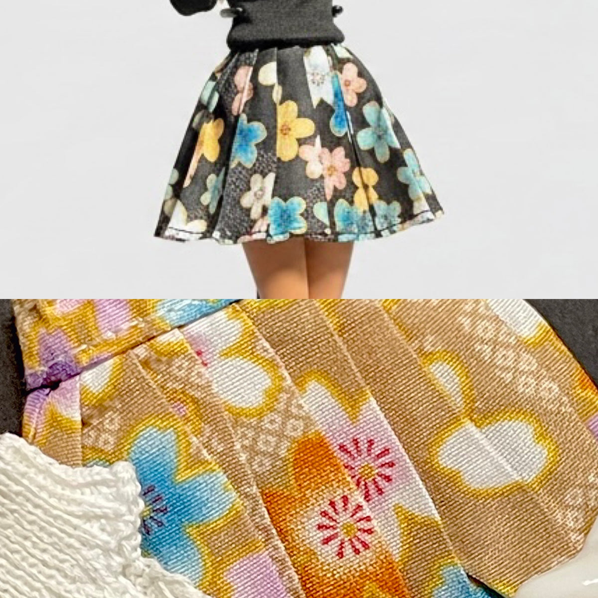 Regular Fashion Doll Floral Skirt Outfits – Boots & Knit Tops