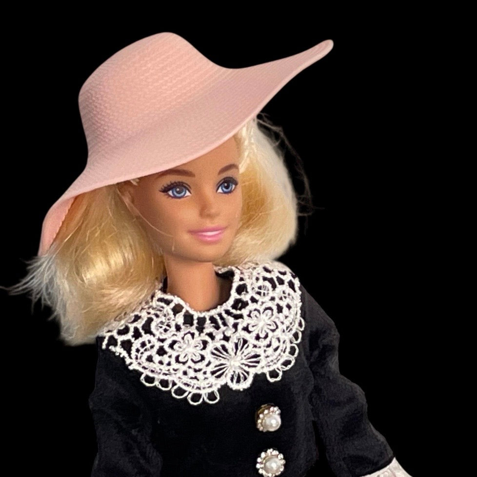 Doll Black Hat, Couture Style, Wide Brim, Felted Inauguration and Princess Style