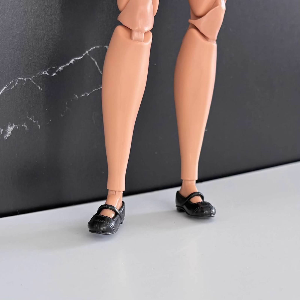 Curvy Doll Mary Jane Shoes: 1/6 Scale Flat Feet Doll Boots